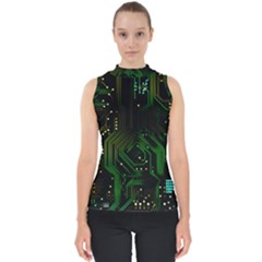 Circuits Circuit Board Green Technology Mock Neck Shell Top by Ndabl3x