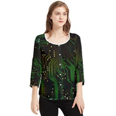 Circuits Circuit Board Green Technology Chiffon Quarter Sleeve Blouse by Ndabl3x