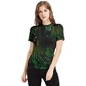 Circuits Circuit Board Green Technology Women s Short Sleeve Rash Guard View1