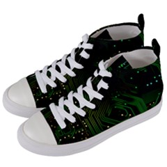 Circuits Circuit Board Green Technology Women s Mid-top Canvas Sneakers by Ndabl3x