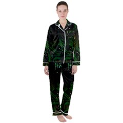 Circuits Circuit Board Green Technology Women s Long Sleeve Satin Pajamas Set	