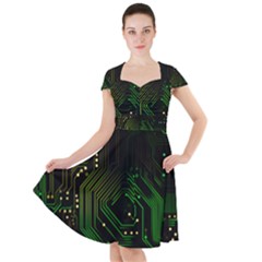 Circuits Circuit Board Green Technology Cap Sleeve Midi Dress by Ndabl3x