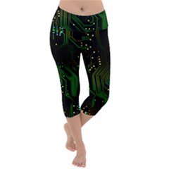 Circuits Circuit Board Green Technology Lightweight Velour Capri Yoga Leggings by Ndabl3x