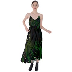 Circuits Circuit Board Green Technology Tie Back Maxi Dress by Ndabl3x