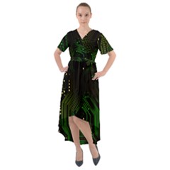 Circuits Circuit Board Green Technology Front Wrap High Low Dress by Ndabl3x