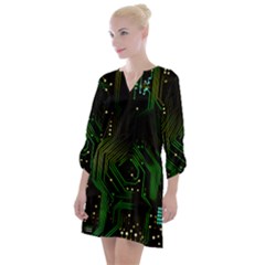 Circuits Circuit Board Green Technology Open Neck Shift Dress by Ndabl3x