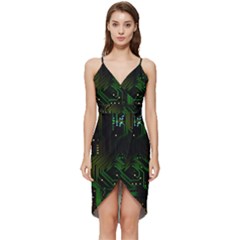 Circuits Circuit Board Green Technology Wrap Frill Dress by Ndabl3x