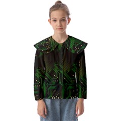 Circuits Circuit Board Green Technology Kids  Peter Pan Collar Blouse by Ndabl3x