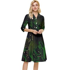 Circuits Circuit Board Green Technology Classy Knee Length Dress by Ndabl3x