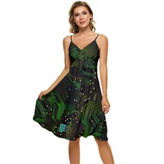 Circuits Circuit Board Green Technology Sleeveless Tie Front Chiffon Dress by Ndabl3x