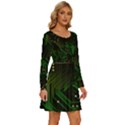 Circuits Circuit Board Green Technology Long Sleeve Wide Neck Velvet Dress View3