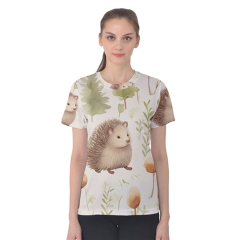 Hedgehog Mushroom Women s Cotton T-shirt by Ndabl3x