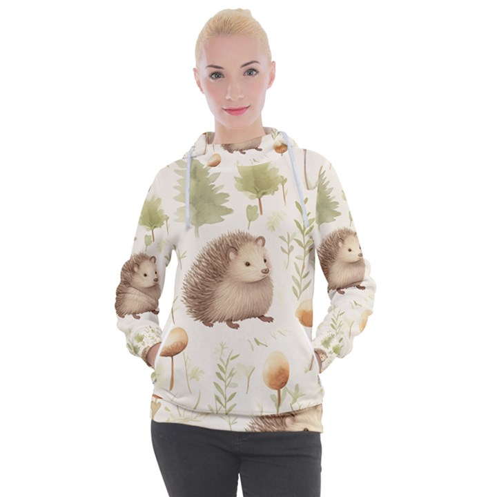 Hedgehog Mushroom Women s Hooded Pullover