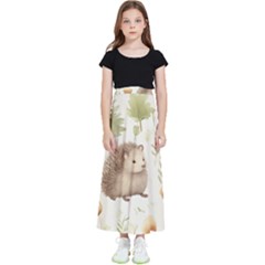 Hedgehog Mushroom Kids  Flared Maxi Skirt by Ndabl3x