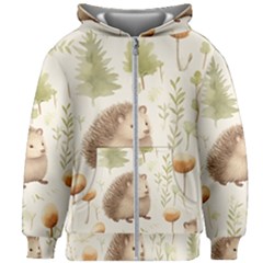 Hedgehog Mushroom Kids  Zipper Hoodie Without Drawstring by Ndabl3x