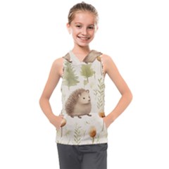 Hedgehog Mushroom Kids  Sleeveless Hoodie by Ndabl3x