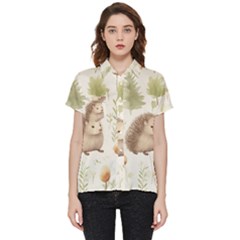 Hedgehog Mushroom Short Sleeve Pocket Shirt by Ndabl3x