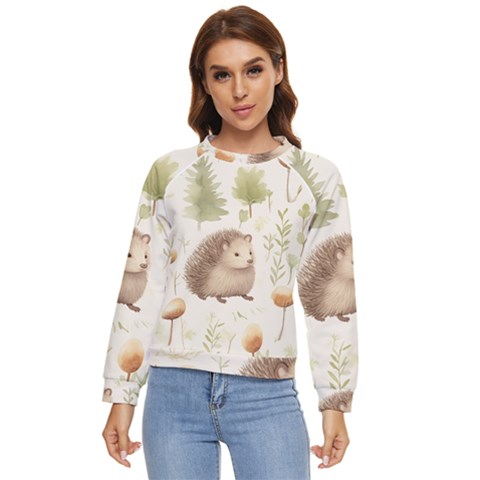 Hedgehog Mushroom Women s Long Sleeve Raglan T-shirt by Ndabl3x