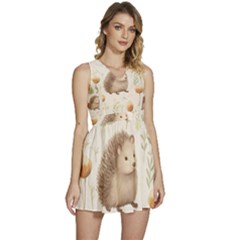 Hedgehog Mushroom Sleeveless High Waist Mini Dress by Ndabl3x