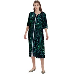 Circuits Circuit Board Green Women s Cotton 3/4 Sleeve Night Gown by Ndabl3x