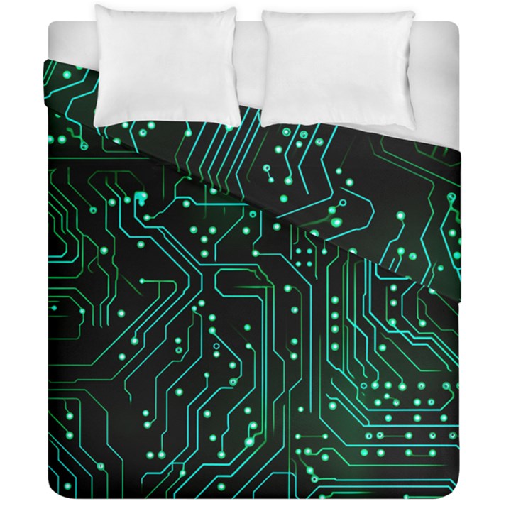 Circuits Circuit Board Green Duvet Cover Double Side (California King Size)