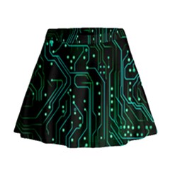 Circuits Circuit Board Green Mini Flare Skirt by Ndabl3x