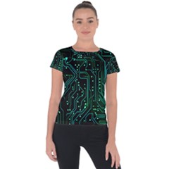 Circuits Circuit Board Green Short Sleeve Sports Top  by Ndabl3x