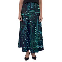 Circuits Circuit Board Green Flared Maxi Skirt by Ndabl3x