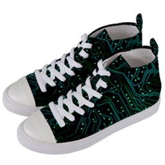 Circuits Circuit Board Green Women s Mid-top Canvas Sneakers by Ndabl3x