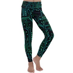 Circuits Circuit Board Green Kids  Lightweight Velour Classic Yoga Leggings by Ndabl3x