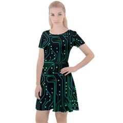 Circuits Circuit Board Green Cap Sleeve Velour Dress  by Ndabl3x