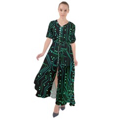 Circuits Circuit Board Green Waist Tie Boho Maxi Dress by Ndabl3x