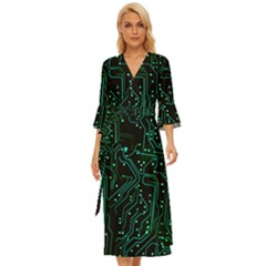 Circuits Circuit Board Green Midsummer Wrap Dress by Ndabl3x