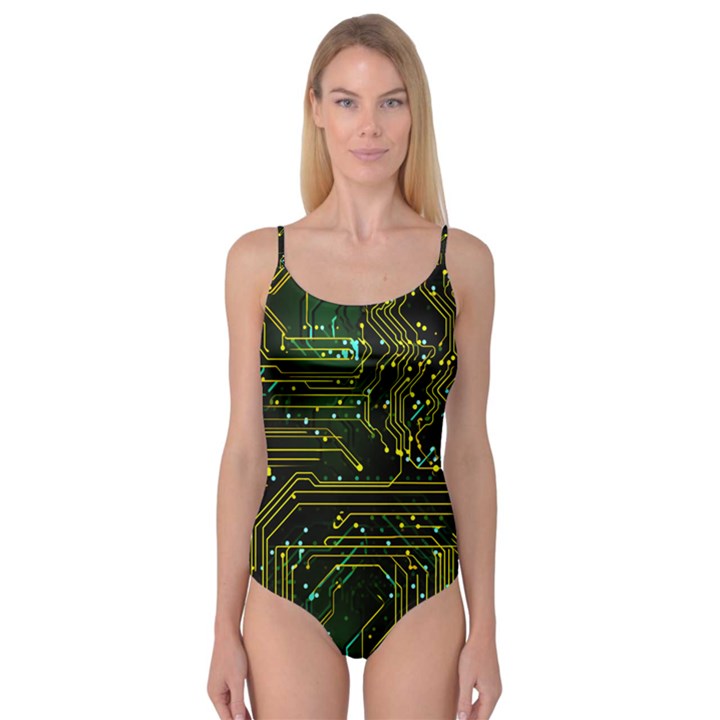 Circuits Circuit Board Yelow Camisole Leotard 