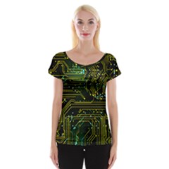 Circuits Circuit Board Yelow Cap Sleeve Top by Ndabl3x