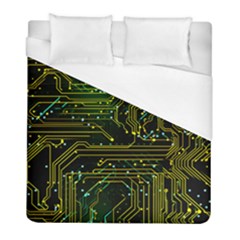 Circuits Circuit Board Yelow Duvet Cover (full/ Double Size) by Ndabl3x