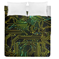 Circuits Circuit Board Yelow Duvet Cover Double Side (queen Size) by Ndabl3x