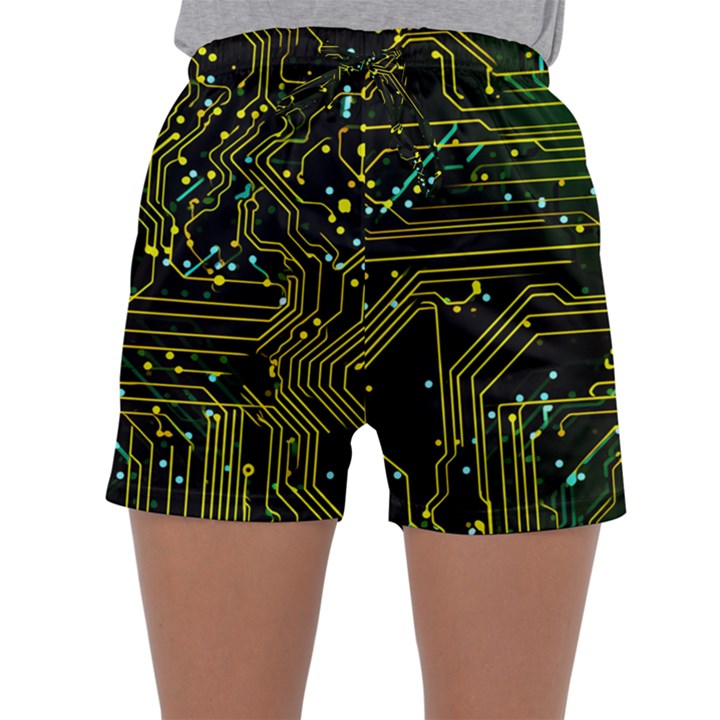 Circuits Circuit Board Yelow Sleepwear Shorts