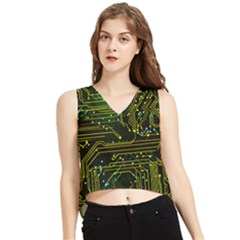 Circuits Circuit Board Yelow V-neck Cropped Tank Top by Ndabl3x