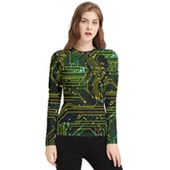 Circuits Circuit Board Yelow Women s Long Sleeve Rash Guard by Ndabl3x