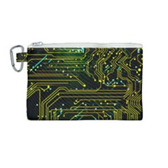 Circuits Circuit Board Yelow Canvas Cosmetic Bag (medium) by Ndabl3x