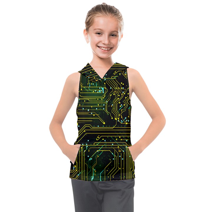 Circuits Circuit Board Yelow Kids  Sleeveless Hoodie