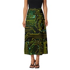 Circuits Circuit Board Yelow Classic Midi Chiffon Skirt by Ndabl3x