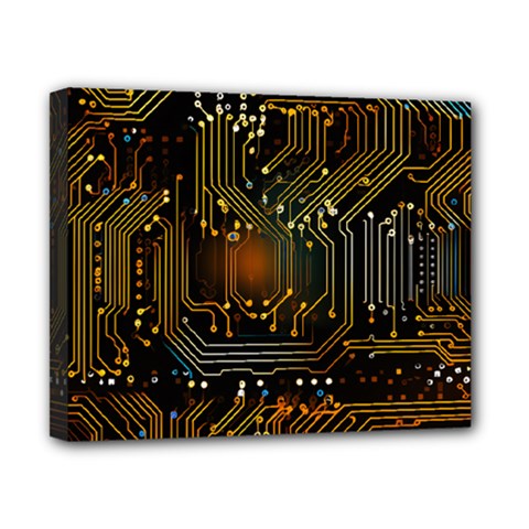 Circuits Circuit Board Orange Technology Canvas 10  X 8  (stretched) by Ndabl3x