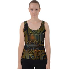 Circuits Circuit Board Orange Technology Velvet Tank Top by Ndabl3x