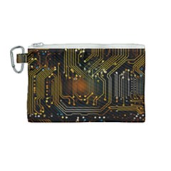 Circuits Circuit Board Orange Technology Canvas Cosmetic Bag (medium) by Ndabl3x