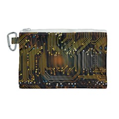 Circuits Circuit Board Orange Technology Canvas Cosmetic Bag (large) by Ndabl3x