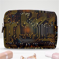 Circuits Circuit Board Orange Technology Make Up Pouch (medium) by Ndabl3x