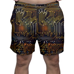 Circuits Circuit Board Orange Technology Men s Shorts by Ndabl3x