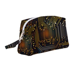 Circuits Circuit Board Orange Technology Wristlet Pouch Bag (medium) by Ndabl3x